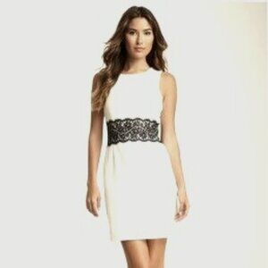Esley Cream Dress with Black Lace